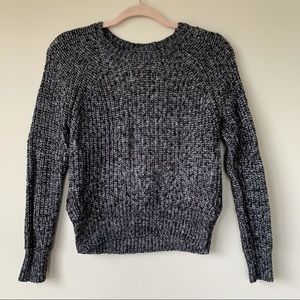 Raquel Allegra Distressed Sweater Crew Neck Gray Loose Knit Size 0